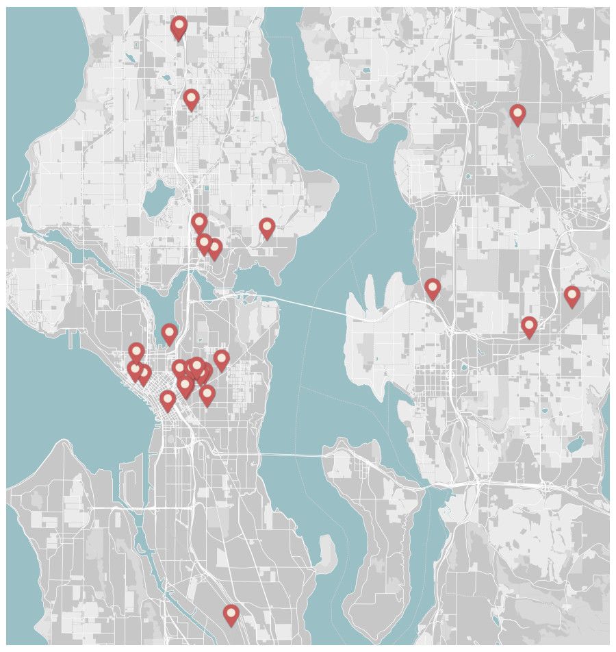 Map of Seattle region with many dots.