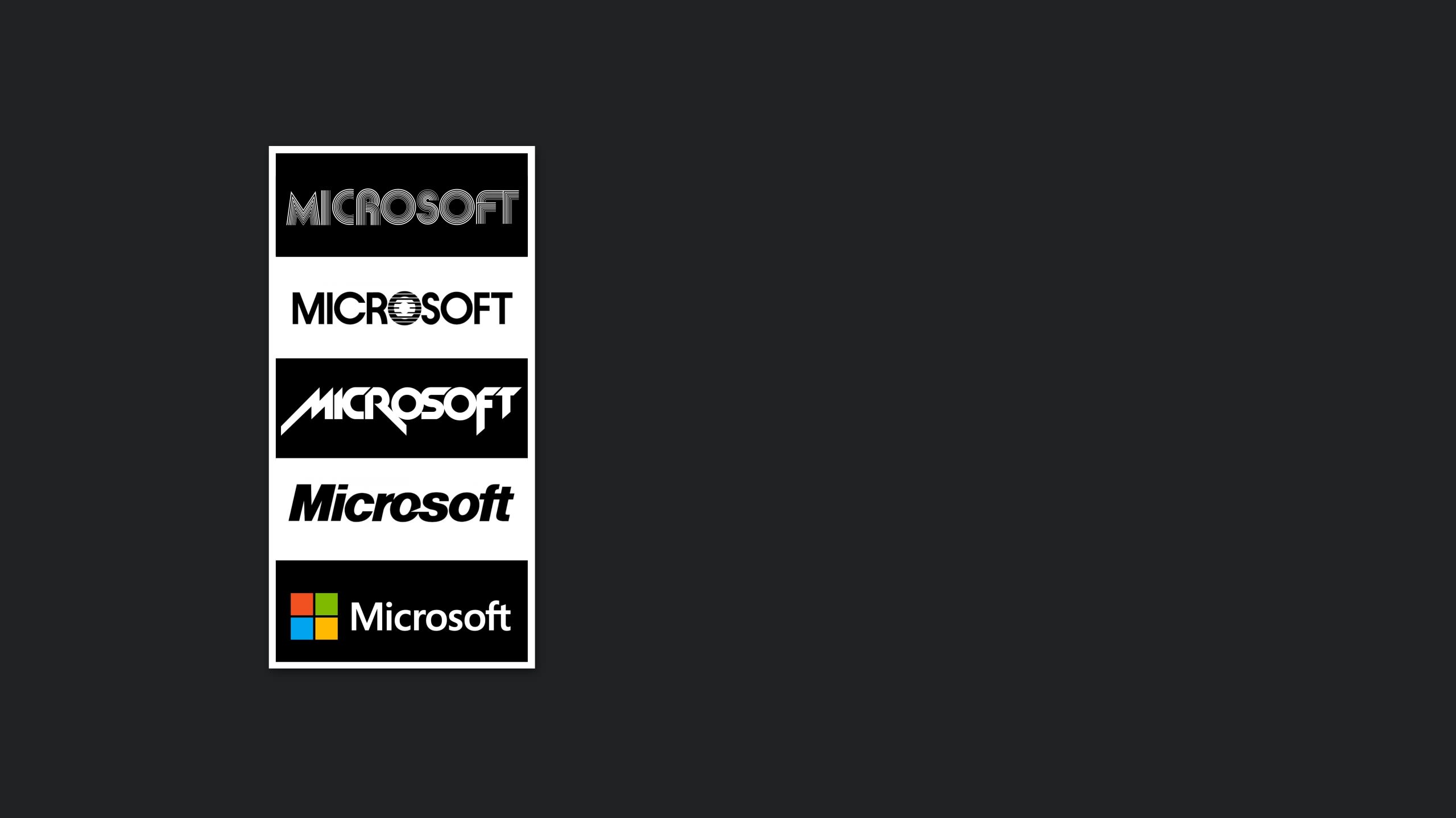 Five versions of the Microsoft logo.